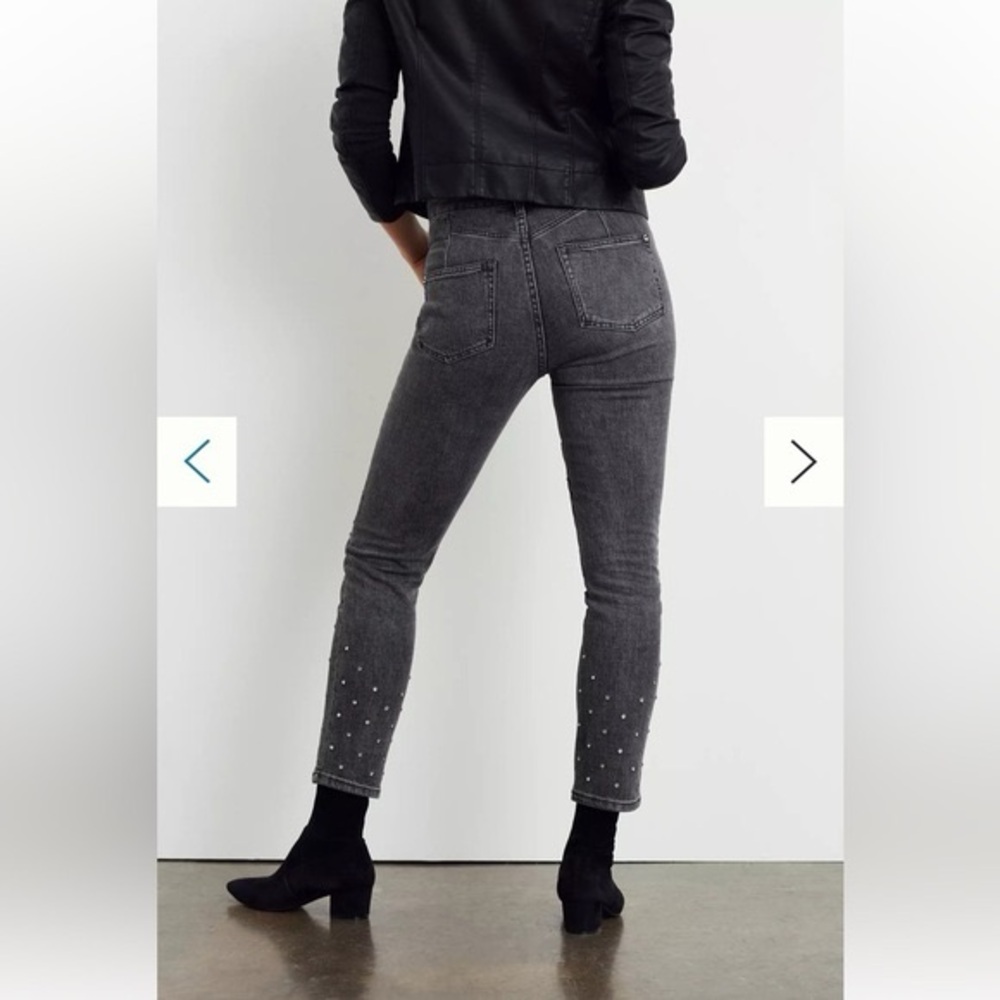 NWT Anthropologie Pilcro Rhinestone Embellished High Rise Black Jeans 25 - Picture 11 of 12
